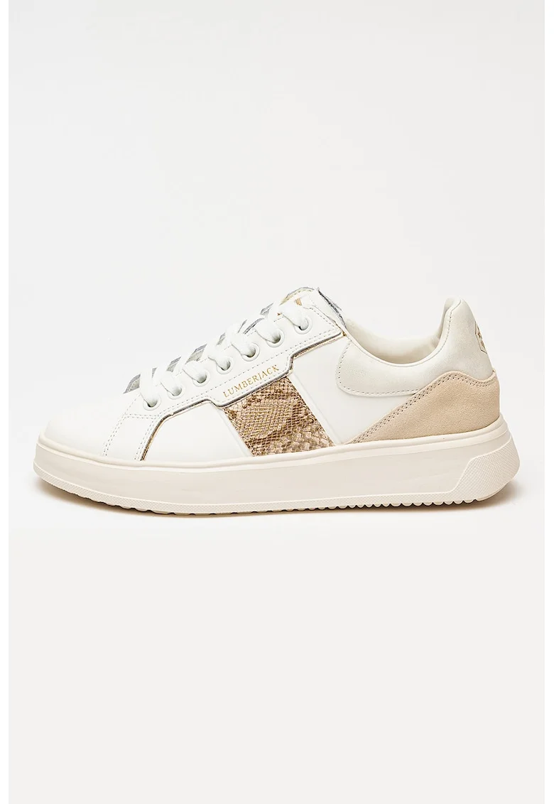 Pantofi sport cu detaliu cu animal print Pria, Alb