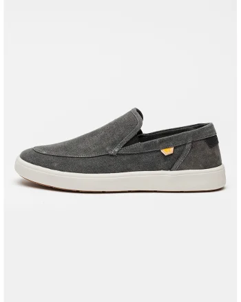 Pantofi loafer din denim cu garnitura din material sintetic pe partea din spate, Gri inchis