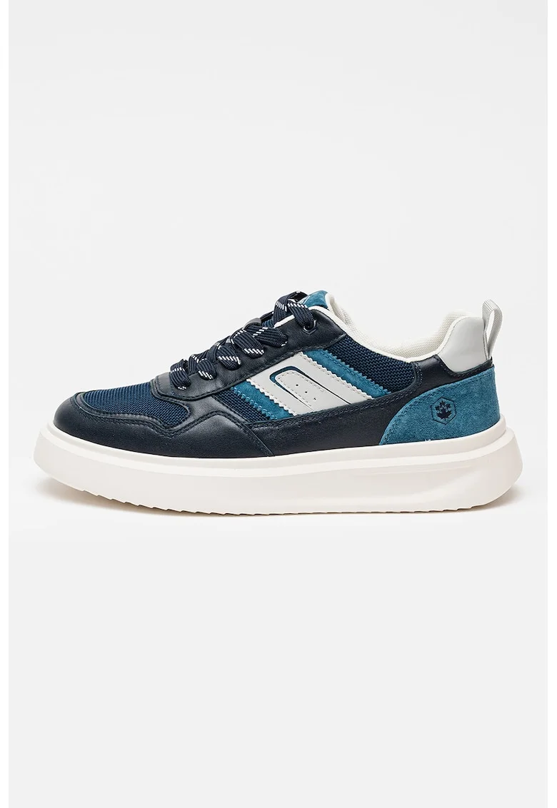 Pantofi sport din piele cu insertii din plasa Connell, Bleumarin