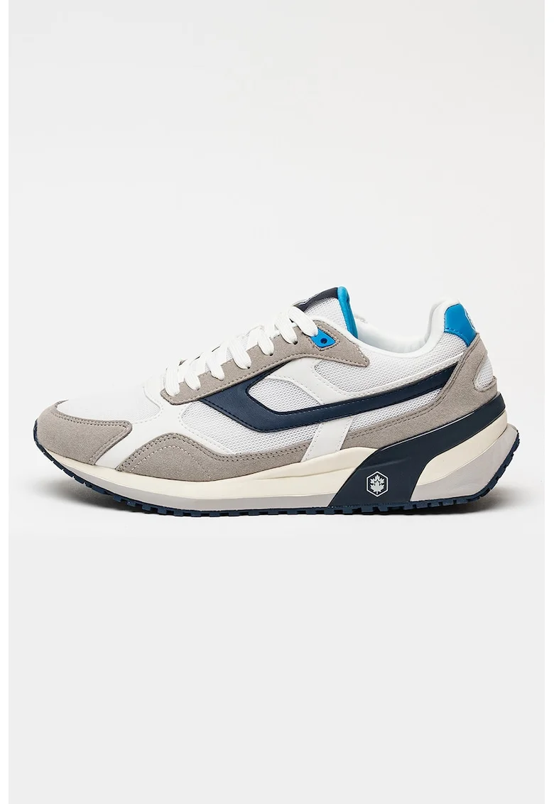 Pantofi sport din material textil cu sireturi Erre, Alb/Gri/Bleumarin