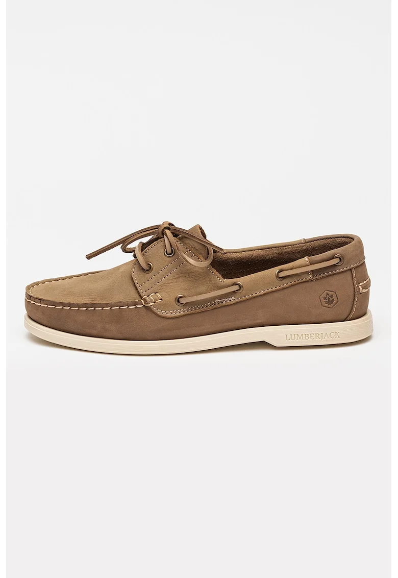 Pantofi boat din piele nabuc Navigator, Bej