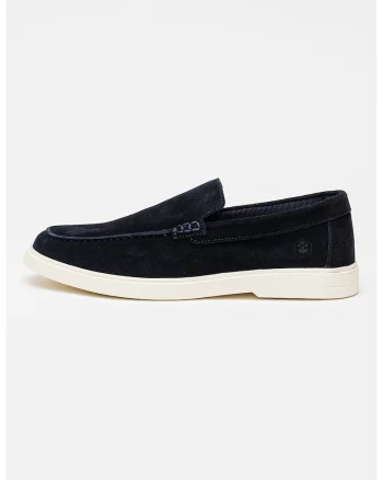 Pantofi loafer din piele intoarsa cu model uni Gold, Albastru indigo