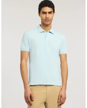 Tricou polo din amestec de bumbac, Albastru glaciar