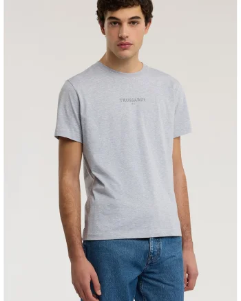 Tricou regular fit cu imprimeu logo, Albastru melange