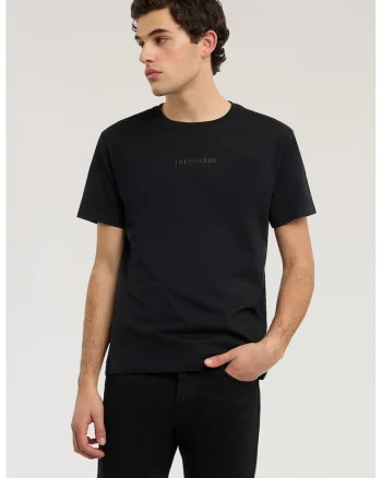 Tricou regular fit cu imprimeu logo, Negru