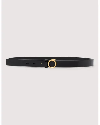 Curea skinny de piele cu catarama cu nit, Negru