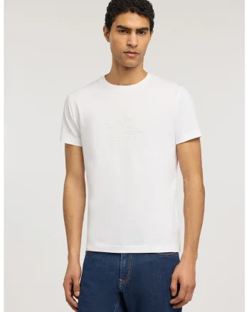 Tricou de bumbac cu imprimeu logo, Alb optic