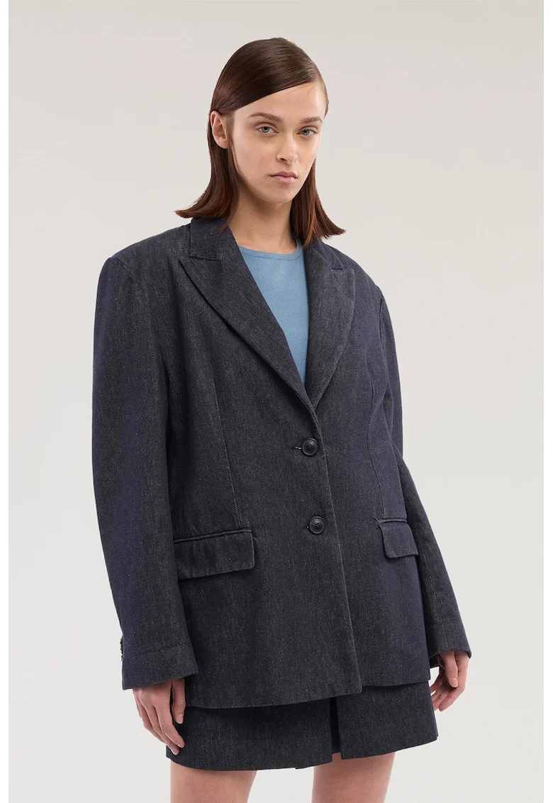 Sacou supradimensionat din denim, Albastru ultramarin