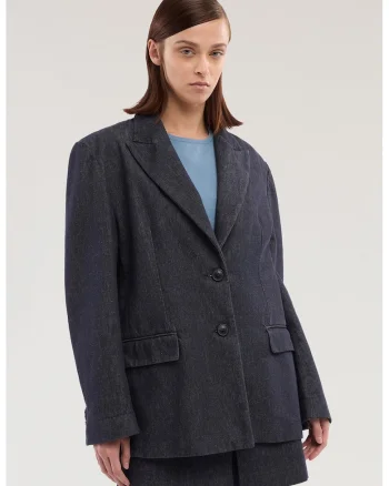 Sacou supradimensionat din denim, Albastru ultramarin