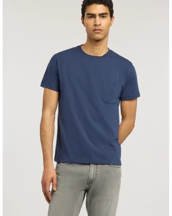 Tricou de bumbac cu buzunar pe piept, Albastru inchis
