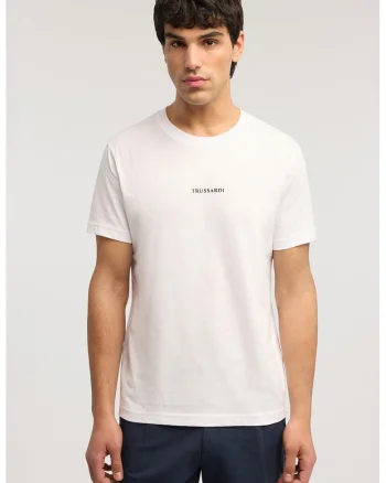 Tricou de bumbac cu decolteu la baza gatului, Alb optic