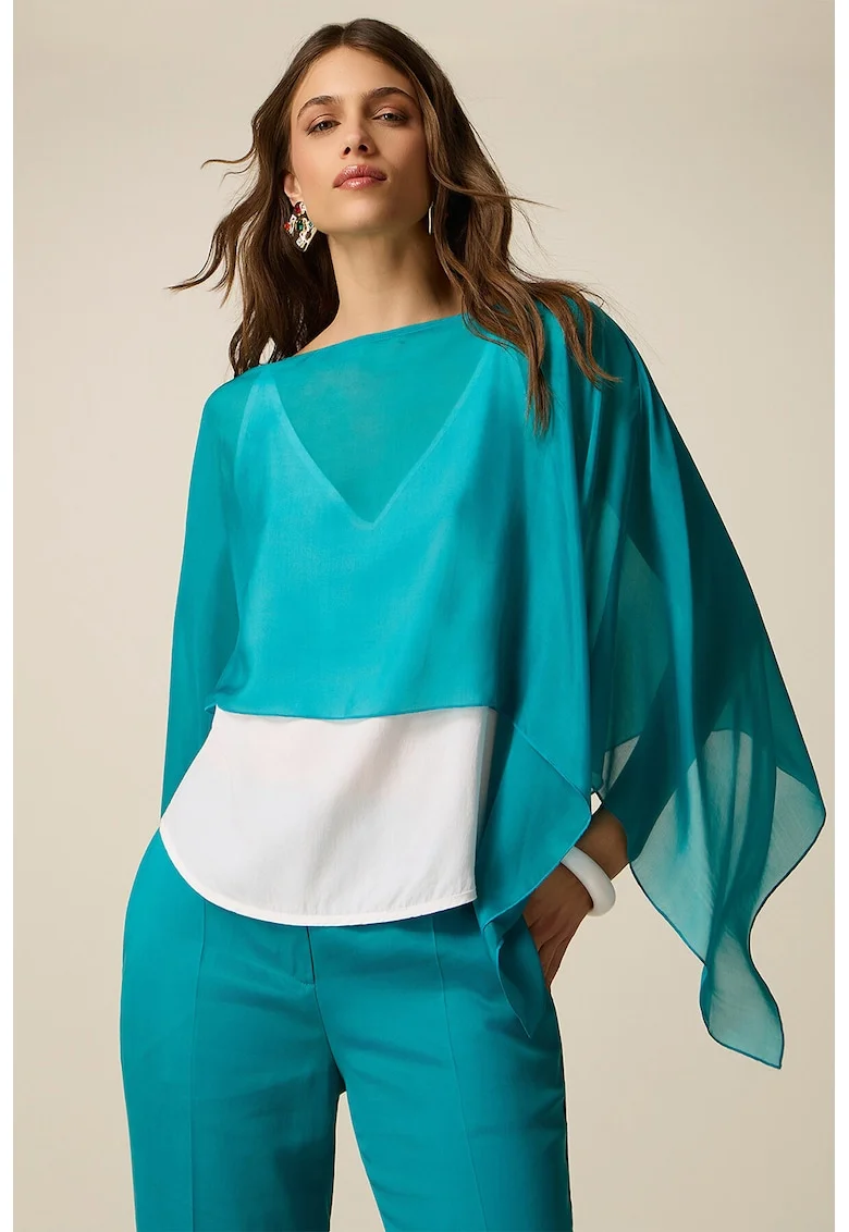 Poncho semitransparent, Albastru pastel