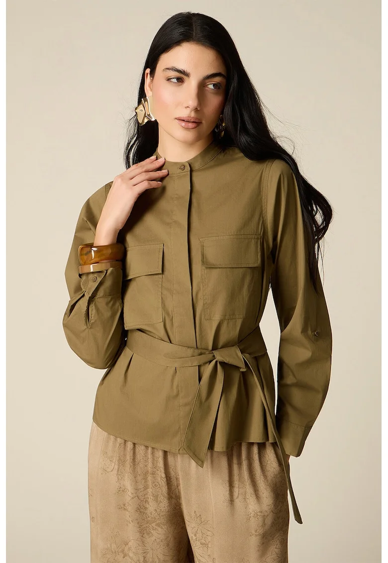 Bluza cu cordon in talie, Verde masliniu