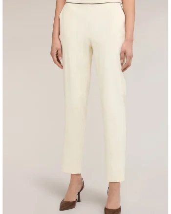 Pantaloni conici cu talie medie, Crem