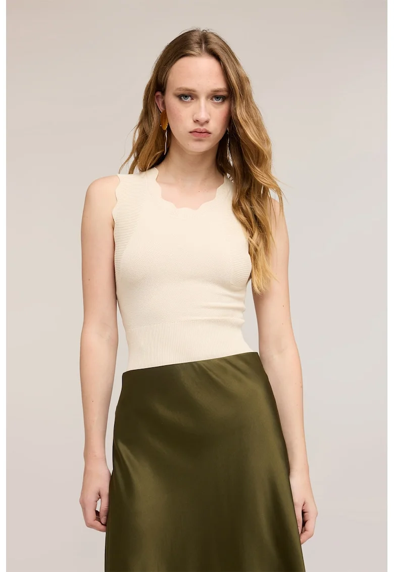 Bluza uni slim fit, Crem