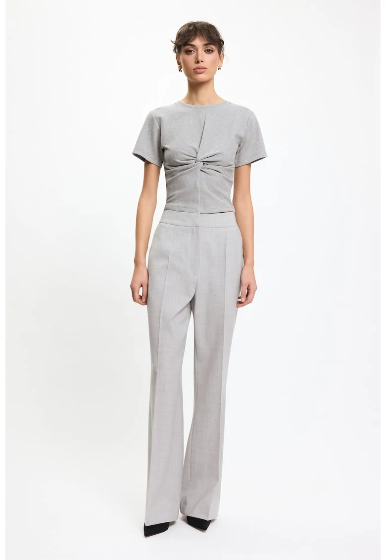 Studio Pantaloni de costum dama gri deschis, croiala clasica, stil elegant, Gri