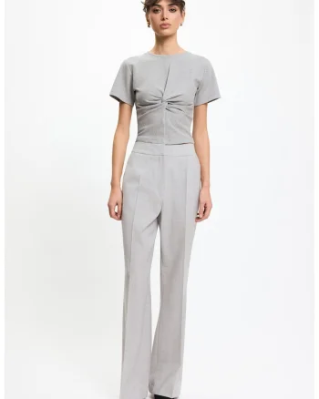 Studio Pantaloni de costum dama gri deschis, croiala clasica, stil elegant, Gri