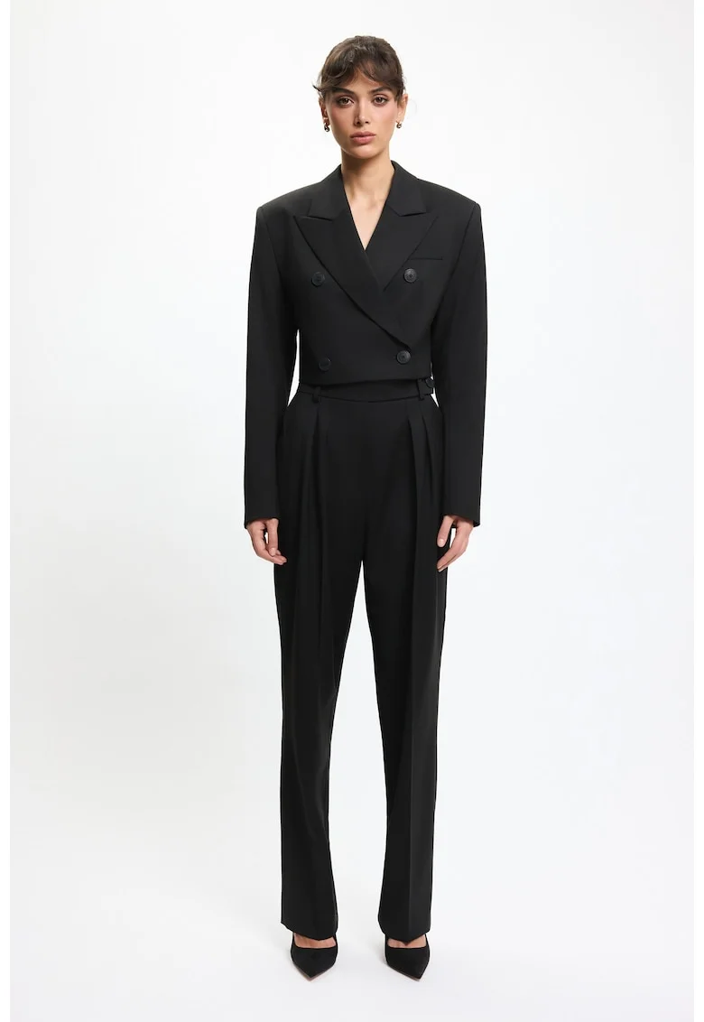 Pantaloni de costum dama, croiala clasica, stil elegant, Negru