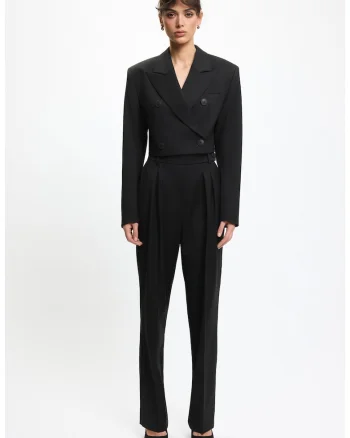 Pantaloni de costum dama, croiala clasica, stil elegant, Negru