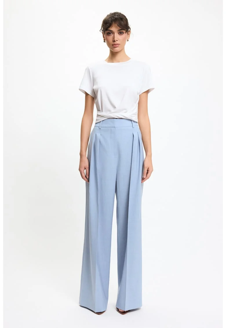Studio Pantaloni de costum dama albastri, croiala clasica, stil elegant, Albastru