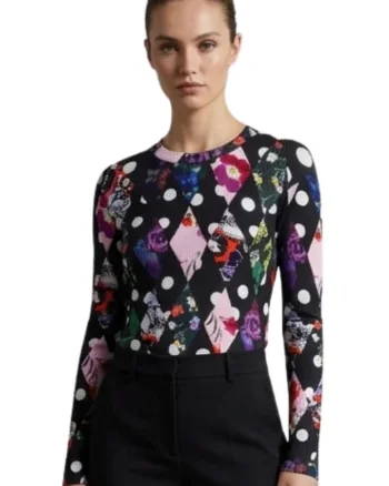 Bluza cu imprimeuri variate si decupaj pe spate Marina,