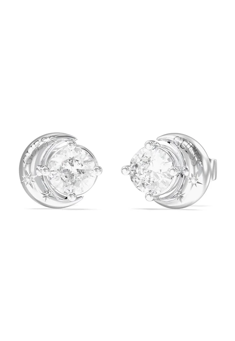Cercei cu tija decorati cu cristale zirconia, Argintiu