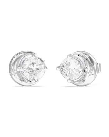 Cercei cu tija decorati cu cristale zirconia, Argintiu