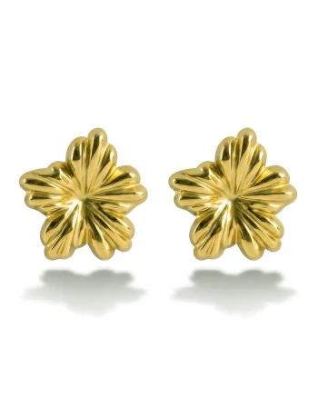 Cercei in forma de floare placati cu aur de 18K, Auriu
