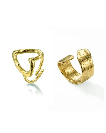 Set de 2 inele placate cu aur de 18K, Auriu