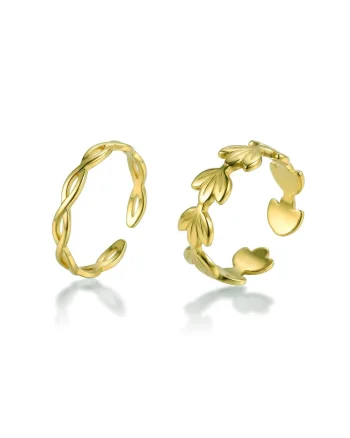 Set de inele placate cu aur de 18K - 2 piese, Auriu