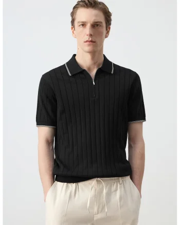Tricou polo de bumbac, Negru