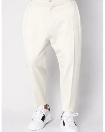 Pantalon lung conic cu tur lasat Off White 20960, Alb