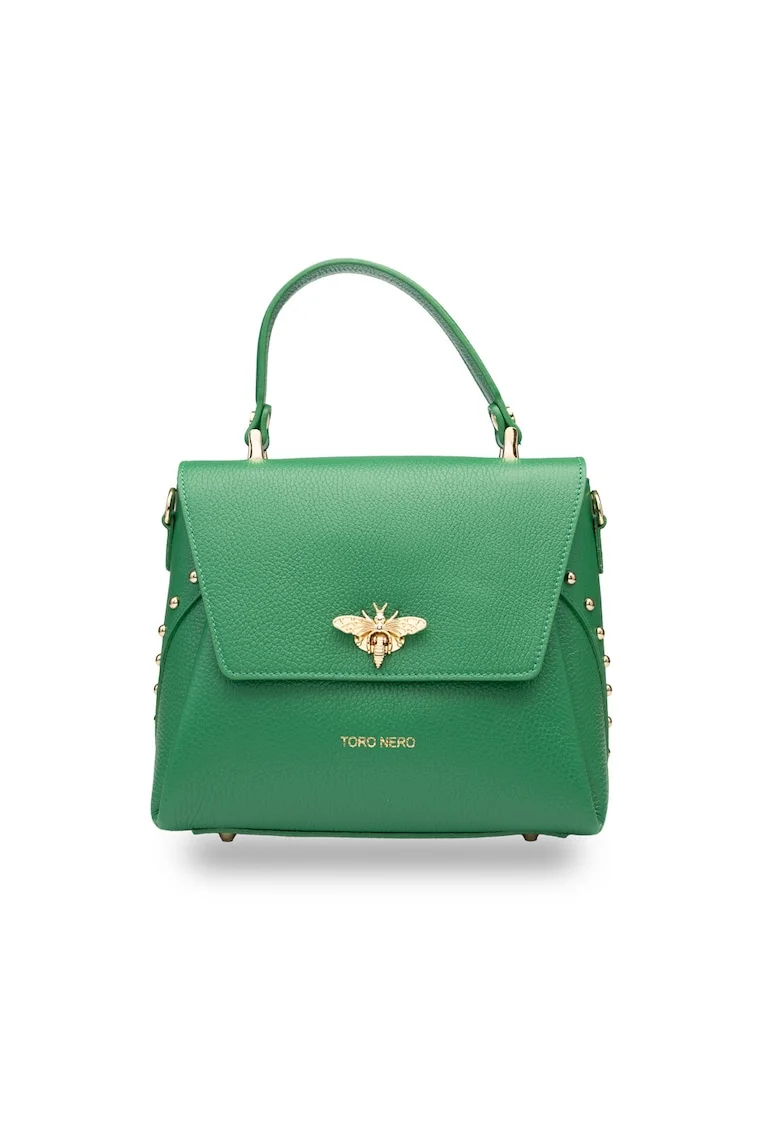 Geanta dama din piele naturala verde Olivia