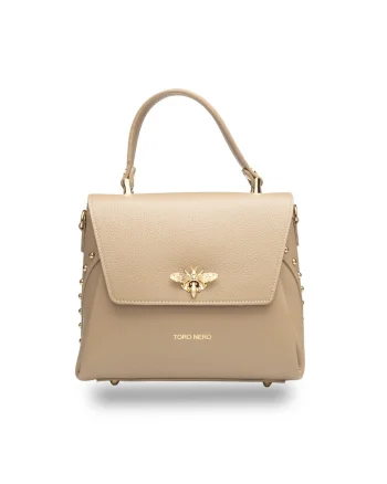 Geanta dama din piele naturala taupe deschis Olivia