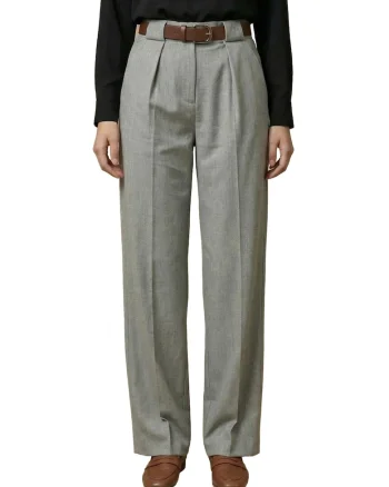 Pantaloni,  Gri, Talie inalta