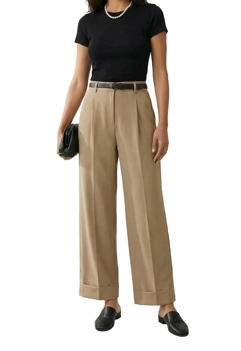 Pantaloni dama,  Maro camel, Talie inalta