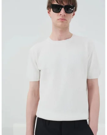 Tricou barbati,  cu guler rotund, alb, 100% bumbac