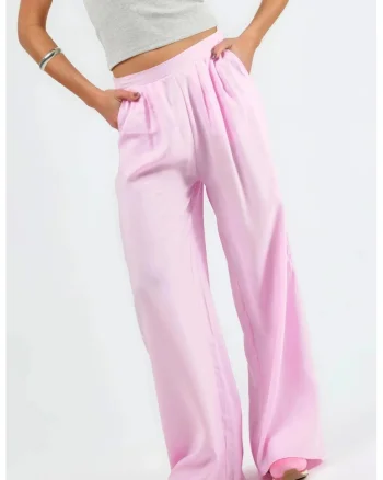 Pantaloni dama,  Roz pudrat, Talie inalta