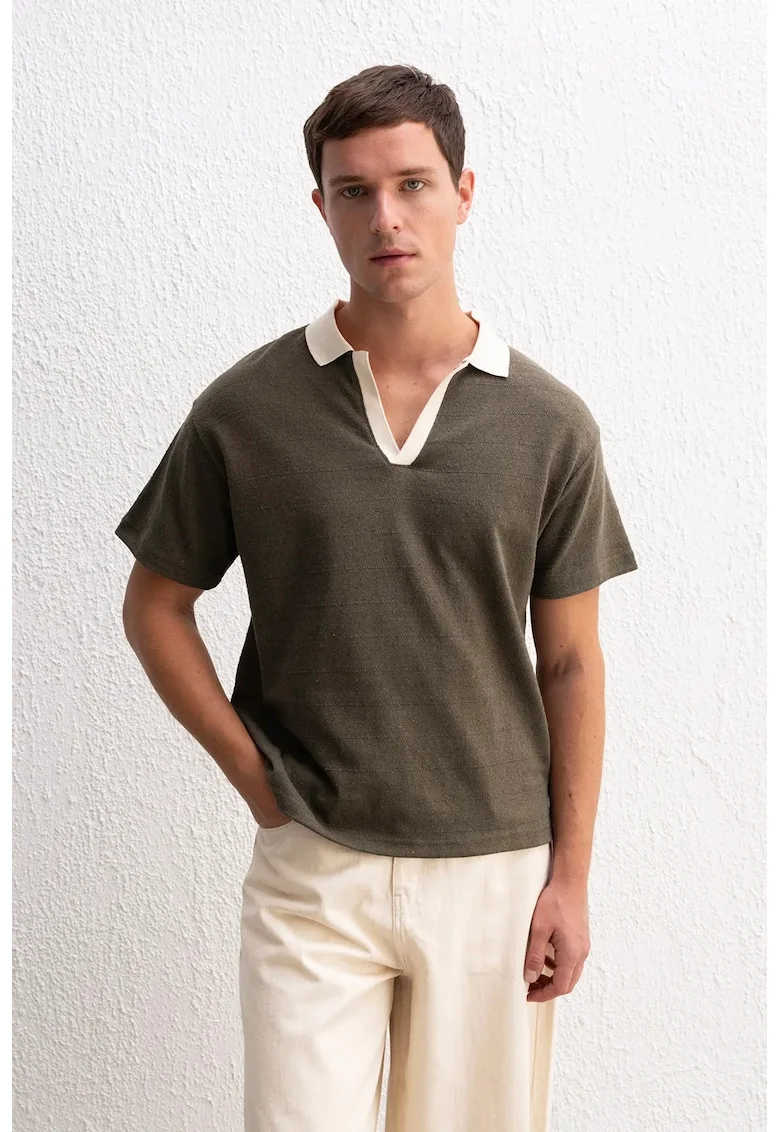 Tricouri barbati,  tricou polo, elastic, verde, bumbac-poliester