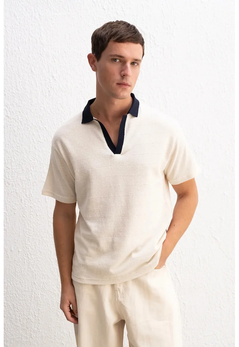 Tricou polo  Comfort Fit, elastic, natural, 50% bumbac, 50% poliester