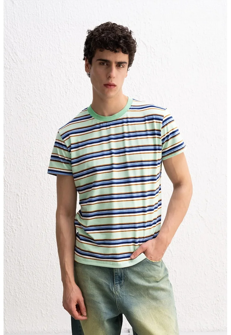 Tricou Barbati,  Comfort Fit, elastic, verde, poliester-viscoza-elastan