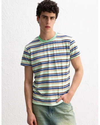 Tricou Barbati,  Comfort Fit, elastic, verde, poliester-viscoza-elastan