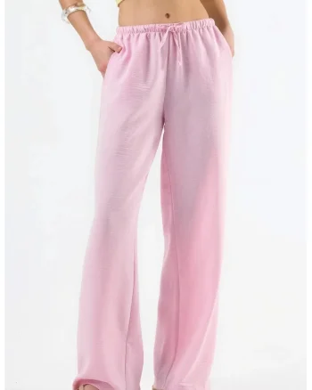 Pantaloni,  Pentru dama, Roz pudrat, Textil