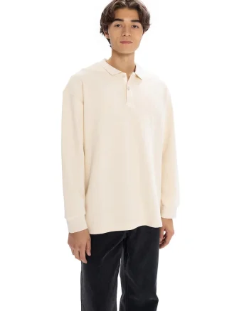 Bluza polo  Comfort Fit, cu detalii nasturi, natural, poliester