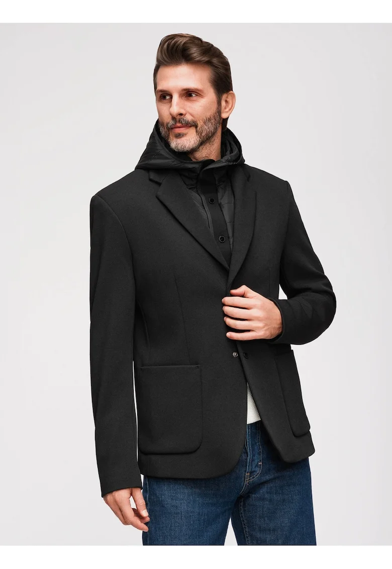 Sacou Barbati Elegant, Material Elastic, Croiala Regular, Stil Modern, Negru