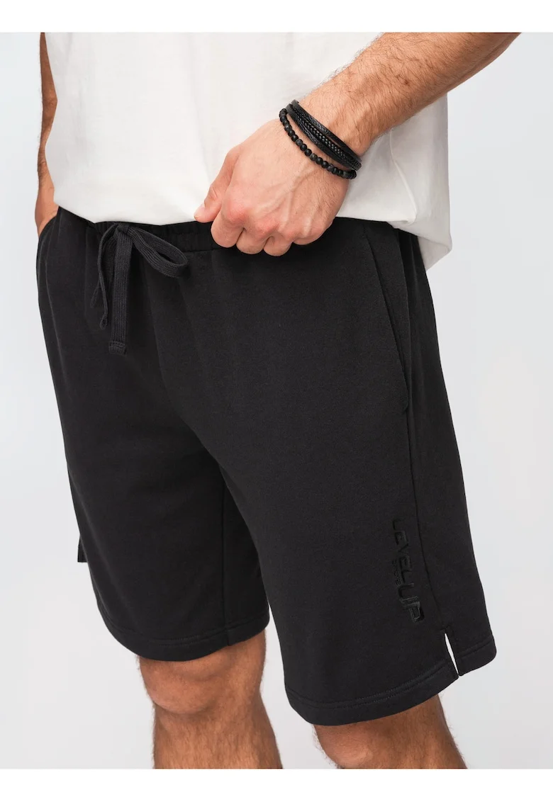 Pantaloni scurti barbati French Terry, croiala regular, ideali pentru vara, Negru