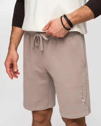 Pantaloni scurti barbati French Terry, croiala regular, ideali pentru vara, Bej inchis