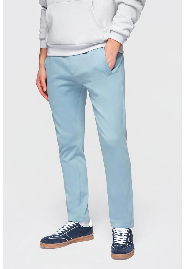 Pantaloni de trening din bumbac cu croiala conica Pabs, Albastru deschis