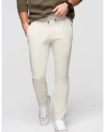Pantaloni de trening din bumbac cu croiala conica Pabs, Crem