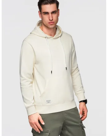 Hanorac din bumbac cu buzunar kangaroo, Crem